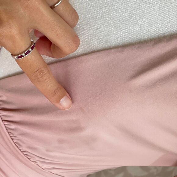 NBD Coco Mini Dress Ruched Light Pink Deep V Ballerinacore Glam‎ Romantic Sz XS - Picture 5 of 7